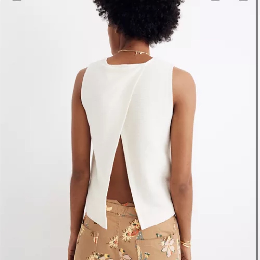 Madewell Texture and Thread White Split Back Shell Tank Top S